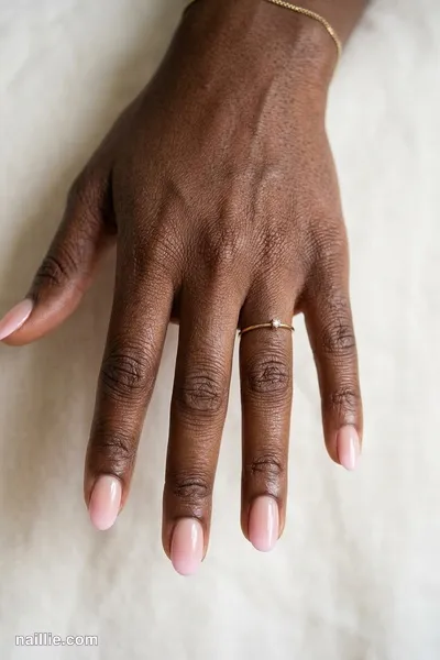 Close-up of oval nails with a soft pink nude ombre fading into nude — look 3