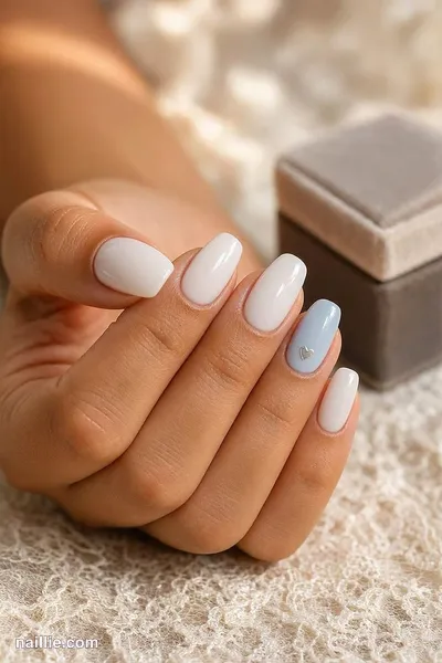 Close-up of coffin nails with a secret something-blue accent nail — look 2
